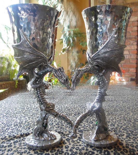 Exquisite dragon Pewter Goblets