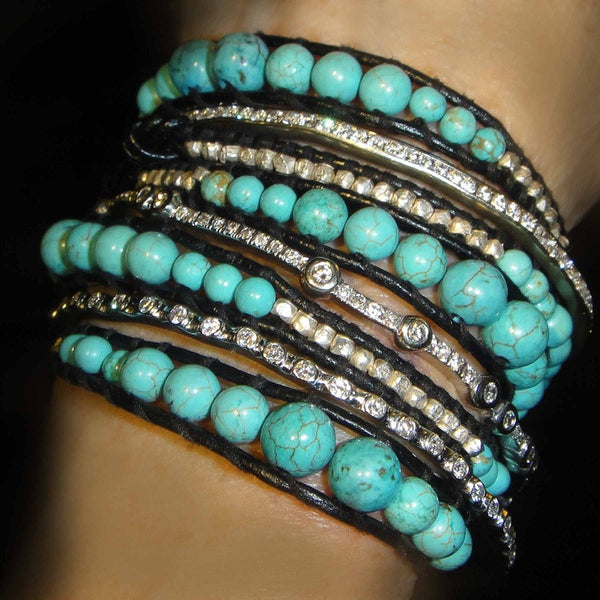 Large Tourquoise / Sterling wrap bracelet